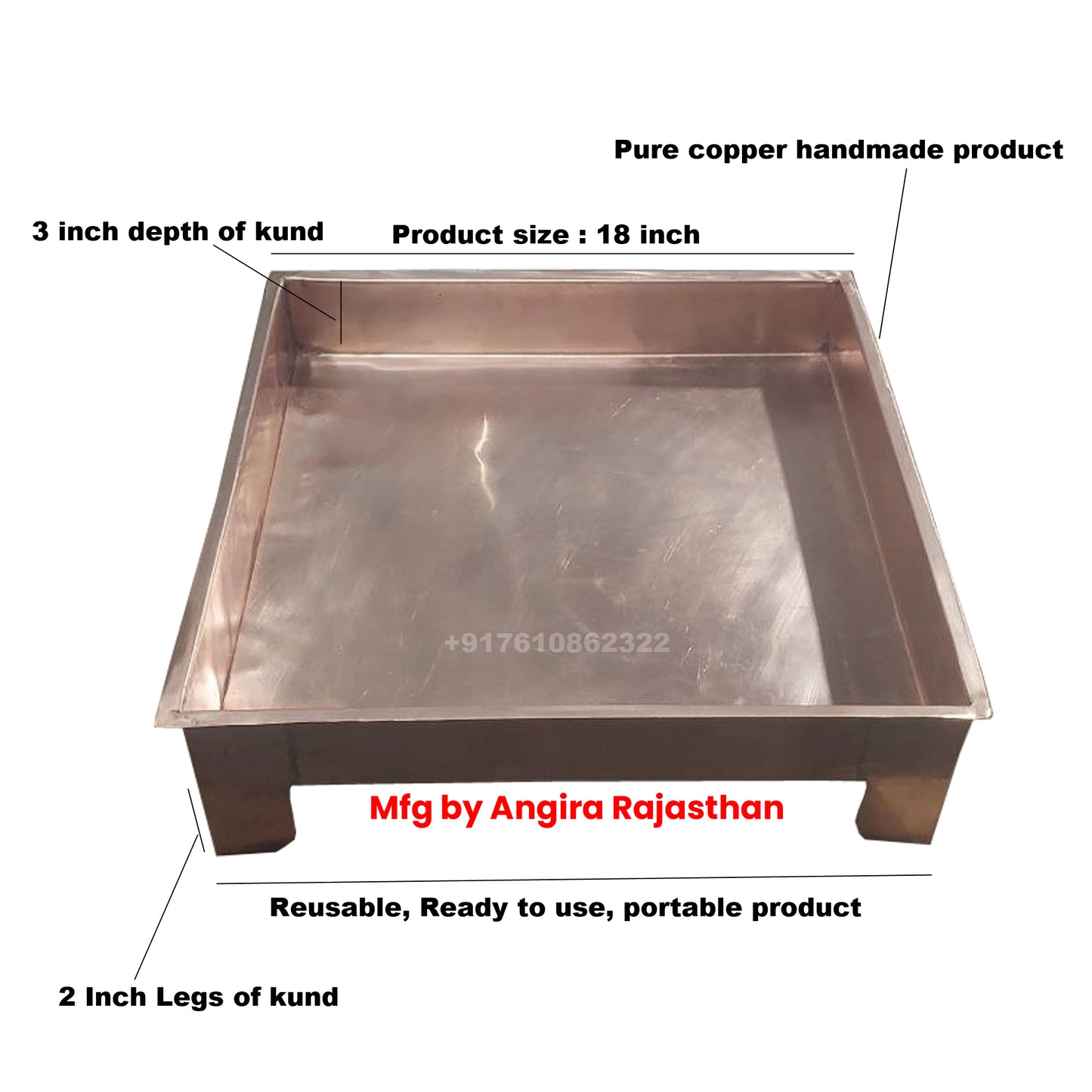 Copper Hawan kund in 18 inch