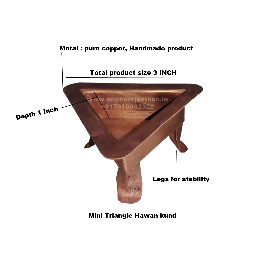 Mini Triangle hawan kund in copper | Handmade