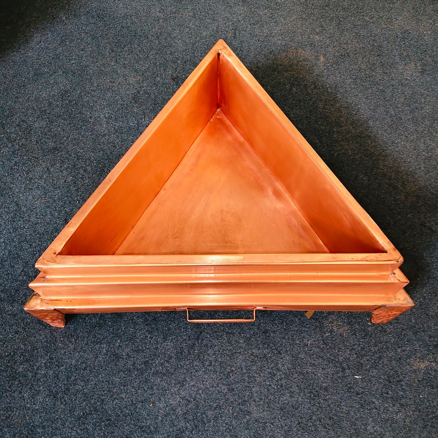 Triangular Copper Hawan Kund – 24" | Detachable Design | Gas-Welded 20 Gauge | Model no TRI24186D