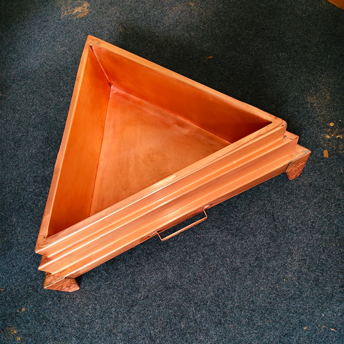 Triangular Copper Hawan Kund – 24" | Detachable Design | Gas-Welded 20 Gauge | Model no TRI24186D