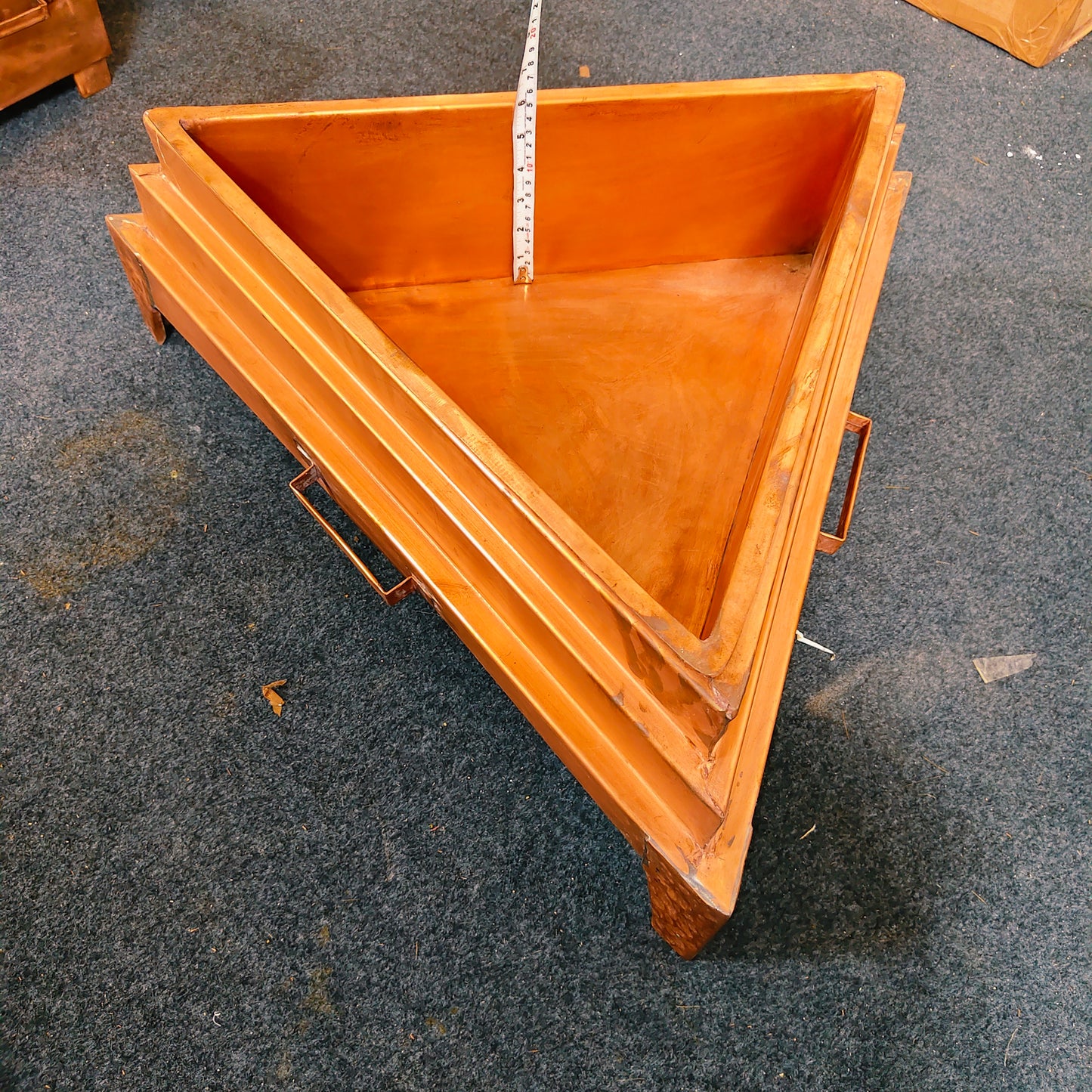 Triangular Copper Hawan Kund – 24" | Detachable Design | Gas-Welded 20 Gauge | Model no TRI24186D