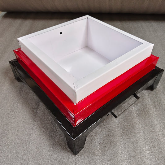 Iron Hawan Kund with 3 Mekhla | 18 Inch Traditional Vedic Havan Kund | Portable & Reusable (Red, White, Black)