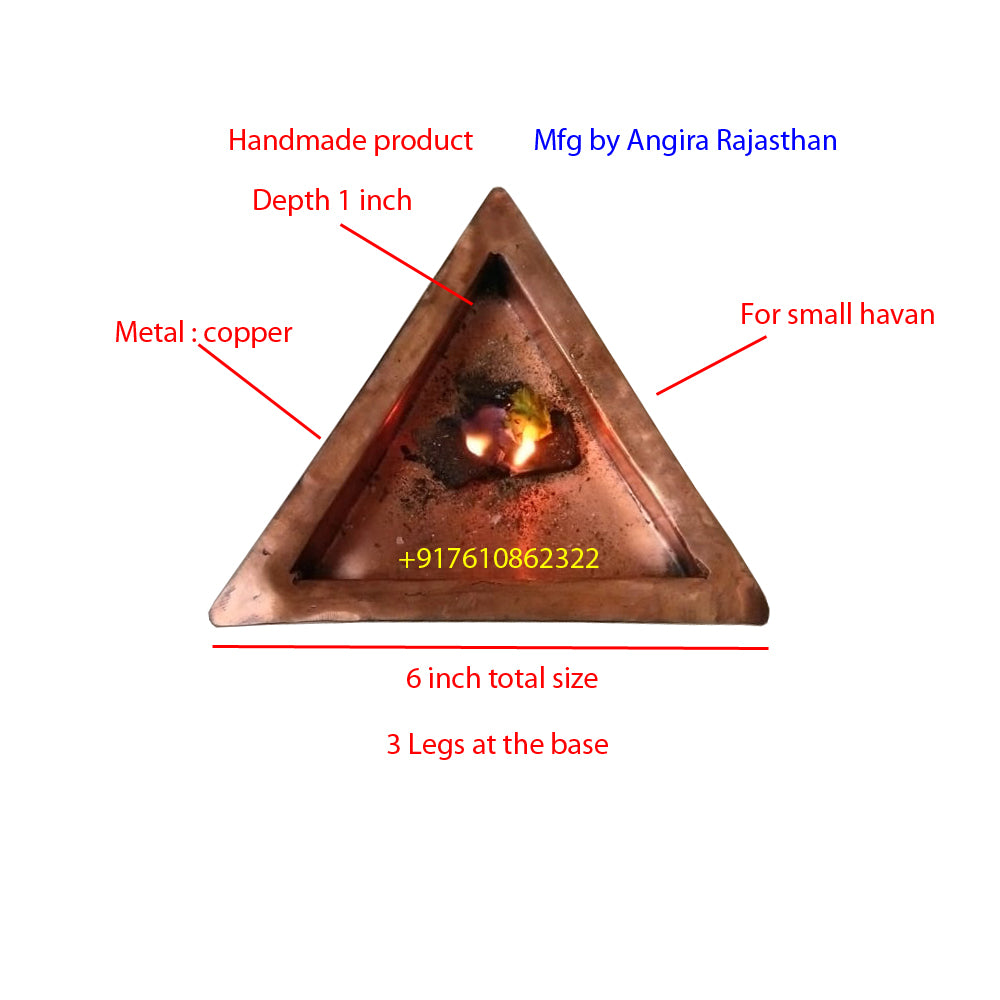 Small size triangle havan kund in copper | 6 Inch